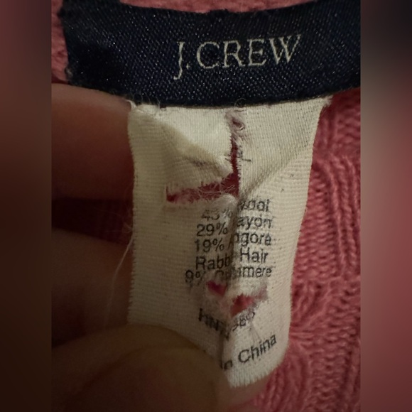 J.Crew Pink Cable Knit Sweater Women’s Large Wool Cashmere Angora - Picture 2 of 5